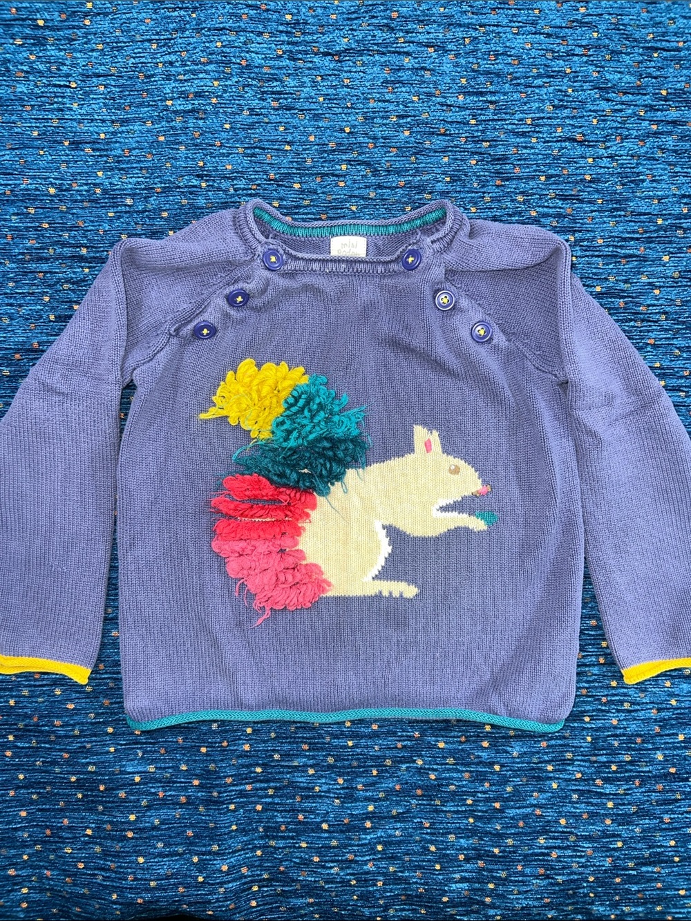 Boden Purple Knit Sweater with Colorful Squirrel w/ 3D tail size 6/7